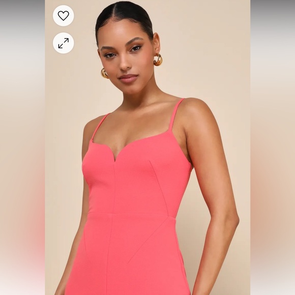 NWT Lulu’s Impressive Glamour Coral Pink Sleeveless Column Maxi Dress - Picture 4 of 7